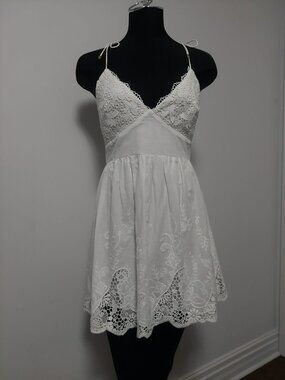 Indikah White Lace Halter Mini Dress- Size AU 12 / US- Boho Eyelet Detail NWT